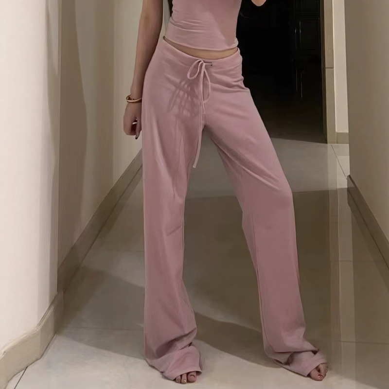 Skims-Style Women's Low-Waist Drawstring Casual Pants, Cotton-Spandex High-Elastic Long Pants, Loose and Comfortable, Soft Cotton Drawstring Skims-Style Women's Low-Waist Drawstring Casual Pants, Cotton-Spandex High-Elastic Long Pants, Loose and Comfortable, Soft Cotton Drawstring
