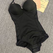 欧美跨境连体塑身衣带文胸加强版产后收腹托胸无痕蕾丝美体束身衣