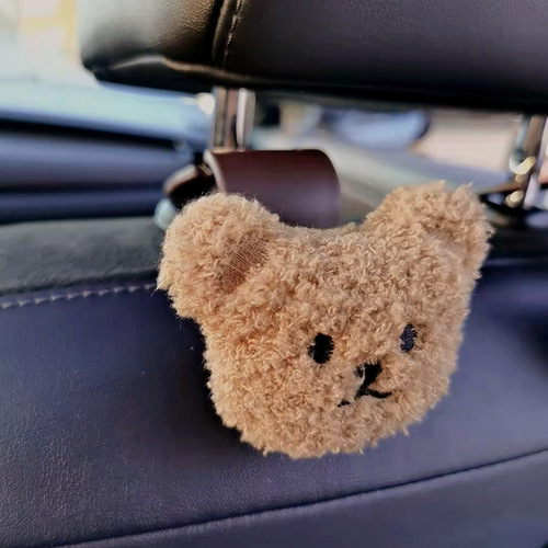 Korean style ins cute bear head car hook car seat hook embroidered bear car seat back hook