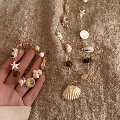 ハンドメイドモデル~天然石シェルネックレスレディース春夏海辺リゾート風鎖骨チェーンボヘミアンアクセサリー