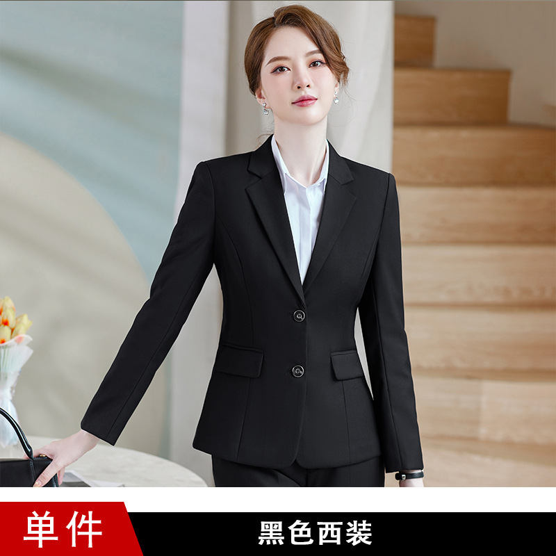 女性用黒スーツ、春秋プロフェッショナルフォーマルスーツ、高級公務員職場面接作業服|undefined
