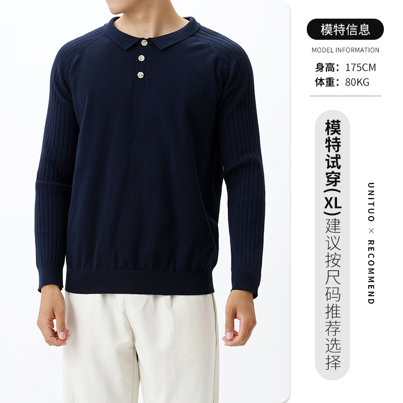 La vieja ropa de hombre suéter de alta sensación camiseta de punto hombre de negocios casual con solapa de manga larga camiseta polo de hombre