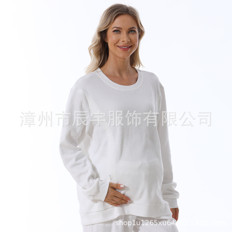 妊婦ファッション春秋服セットは2025気質の衛衣を着ています。|undefined