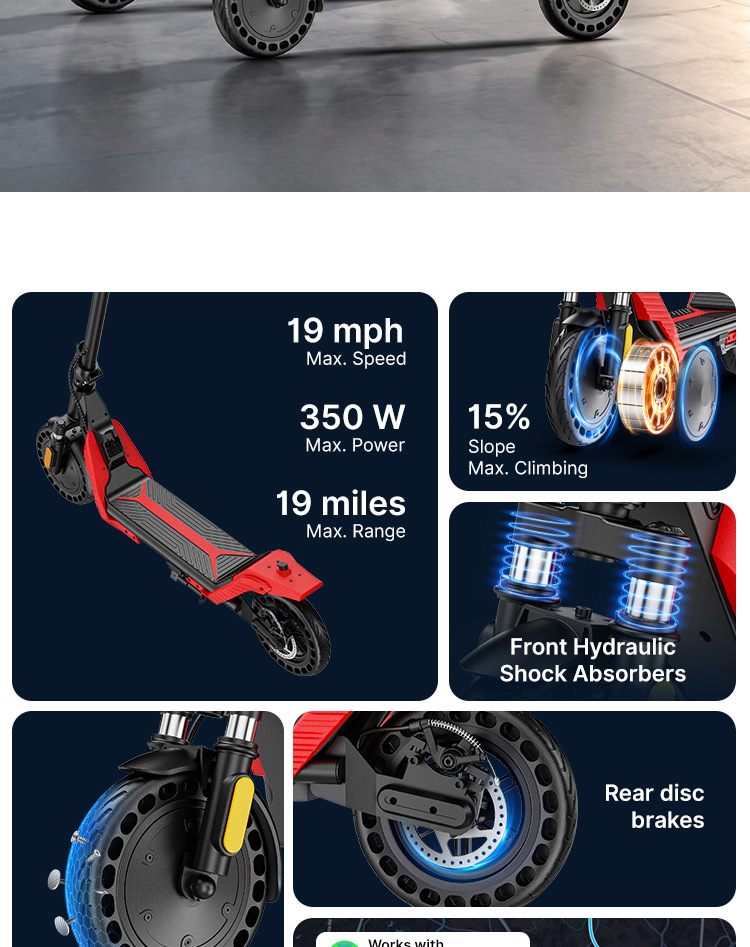 Electric scooter for adults, long range, front shock absorption, foldable, e-scooter, direct shipment from overseas warehouse