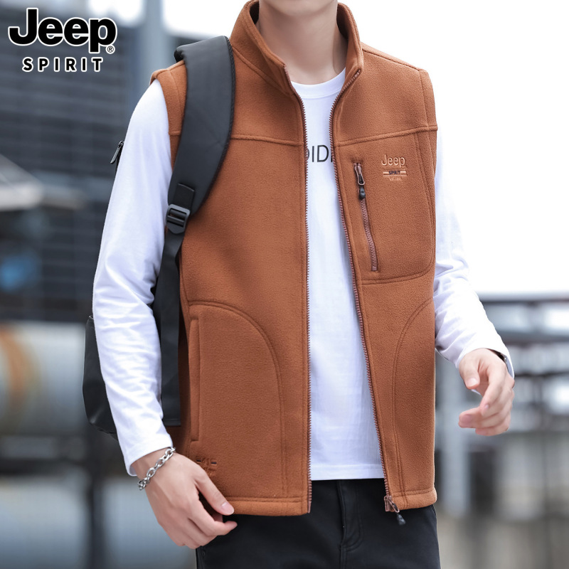 JEEP吉普2025秋冬季新款男马甲抓绒保暖坎肩商务休闲外套潮流7100|undefined