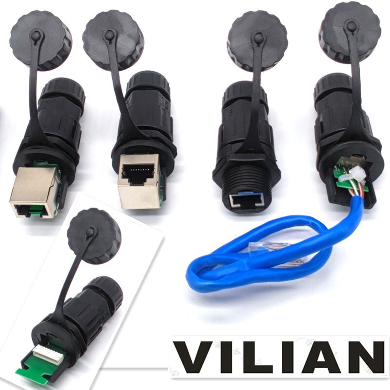 Vilian-Rj45M20 Panel-Type Ethernet Straight-Through Waterproof Network Port Data Signal Connector