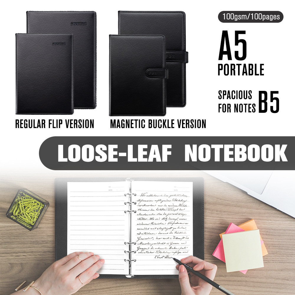 A5 cuaderno de escritorio de negocios estudio diario regalo de cuero suave grueso de alto valor de la cara cuaderno de hebilla