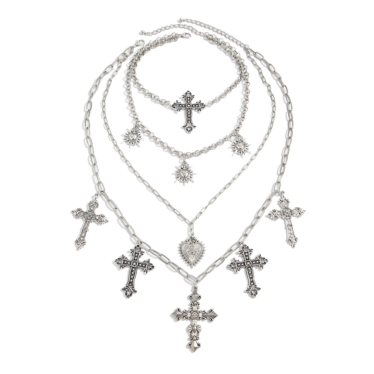 54g Weight Iron Pendant Material Layered Necklaces Classification Iron Chain Material 1 Piece Quantity Weekend Occasion Iron, Zinc alloy Material Cross Pattern Women's Gender Simple Style, Classic Style Style Dark Punk Cross Pendant Necklace Set For Women Exaggerated Stacking Cool Sweet Clavicle Chain Jewelry Geometric Pattern Alloy Zinc 13