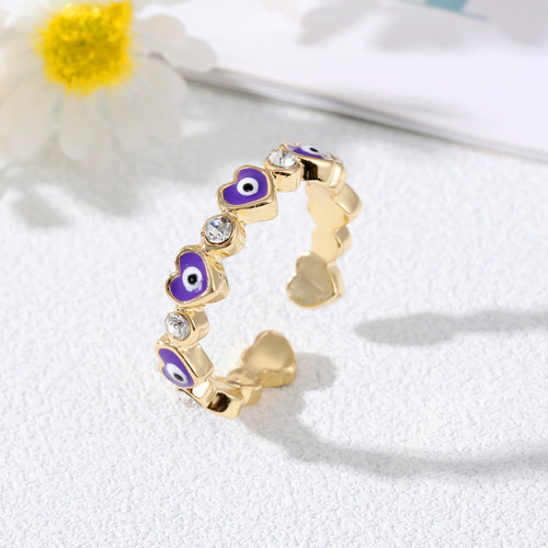 European and American cross-border new love devil's eye ring fashionable diamond adjustable eye ring retro hand jewelry