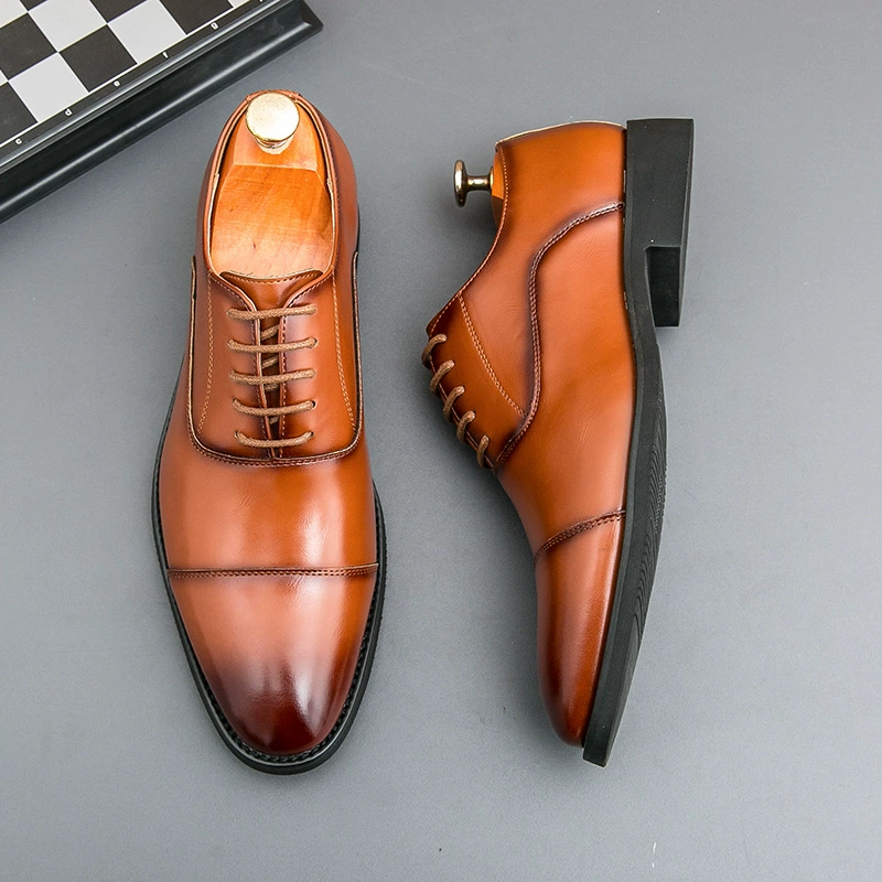 Трансграничная мужская кожаная обувь большого размера для бизнеса весной и осенью