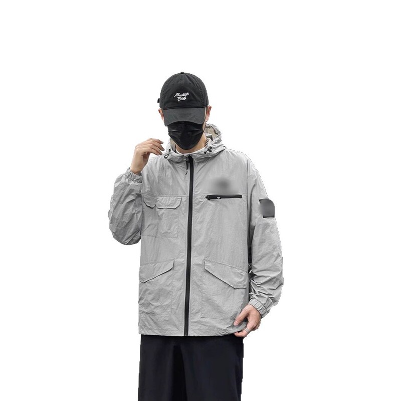 日焼け防止服メンズ夏薄い涼しい通気性釣り日焼け防止服屋外抗 UV フード付きジャケット北北|undefined