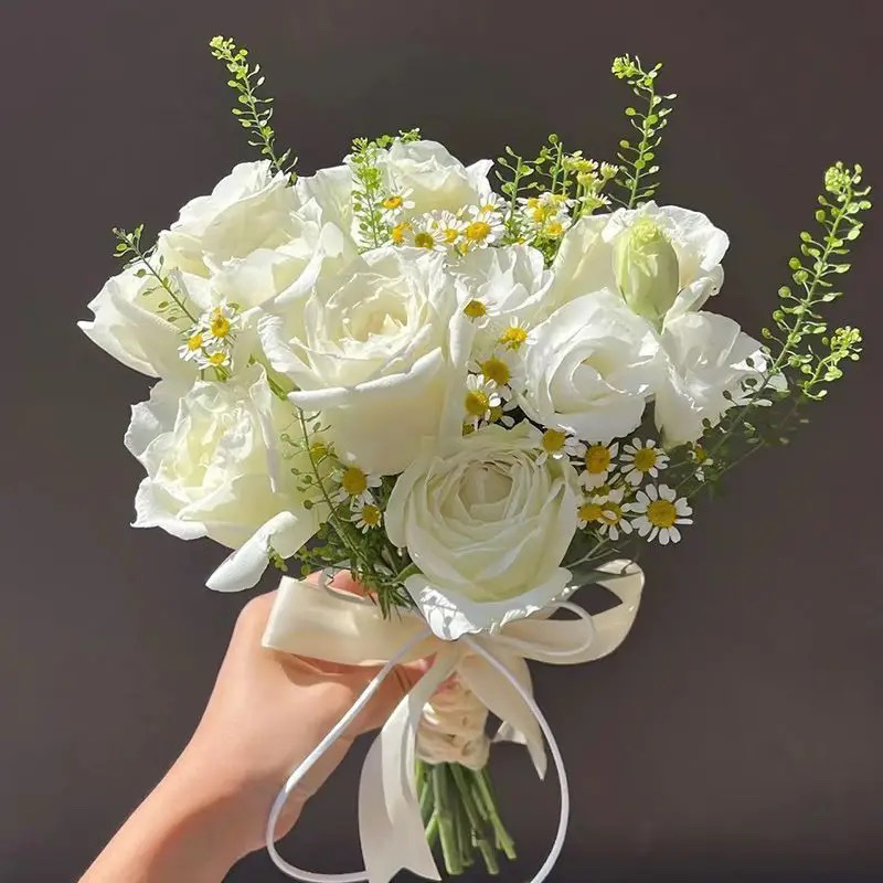 中国のバレンタインデーの結婚式の花、花嫁の手持ちの結婚式の写真、チューリップの証明書、模擬花の写真小道具|undefined