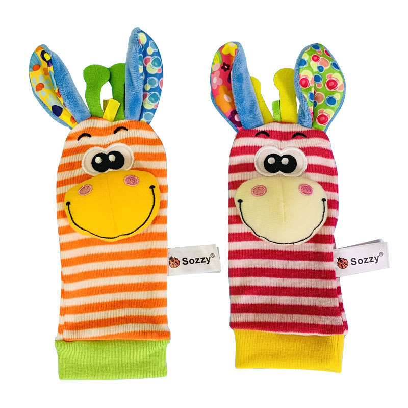 Sozzy lindo animal muñeca Bell calcetines bebé educación temprana sonando papel bebé sonajero juguete de peluche