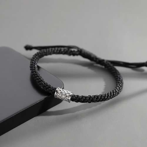 925 silver-plated bracelet men's trendy niche design ins cold style retro trend simple boys' braided bracelet jewelry