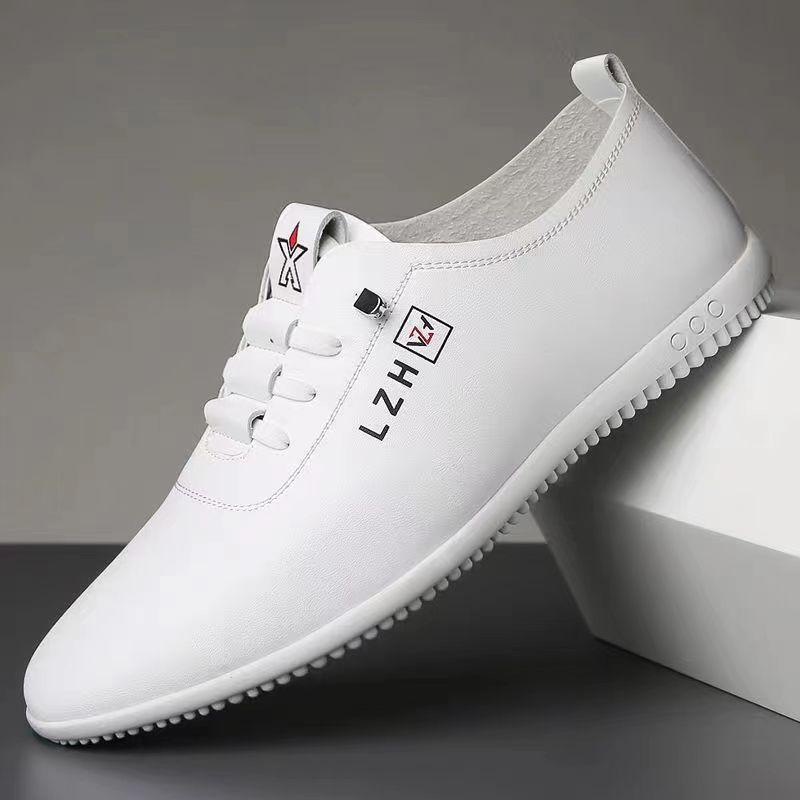Nuevos zapatos casuales de los hombres zapatillas de deporte al aire libre zapatos de cuero de los hombres de negocios zapatos blancos