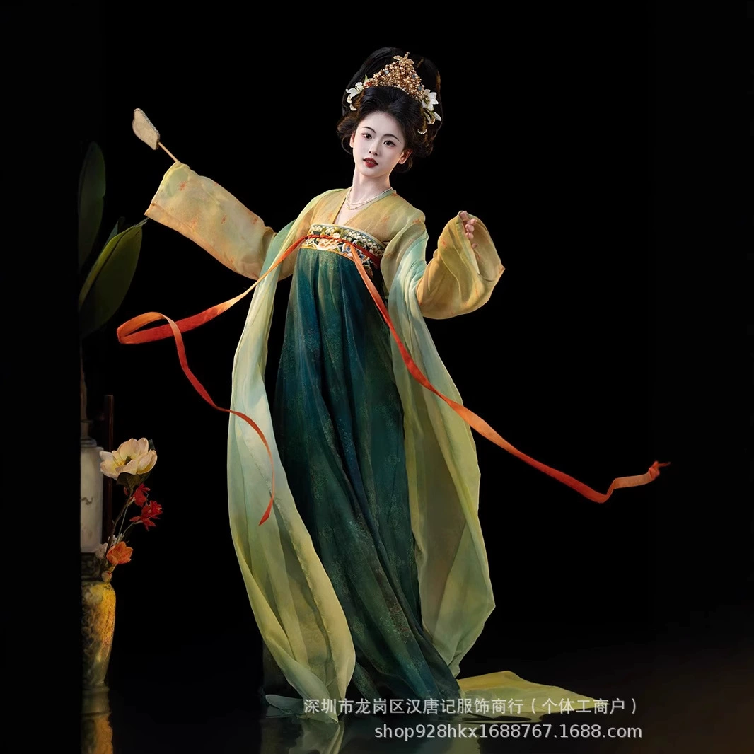 Cangyuan Hanfu Женская Дуньхуан Танская восстановлена ветровая группа