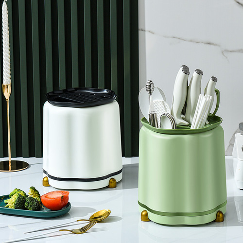 Yiqiong multifunctional knife rack drain chopstick cage chopstick box spoon tableware storage tube kitchen rotating knife holder
