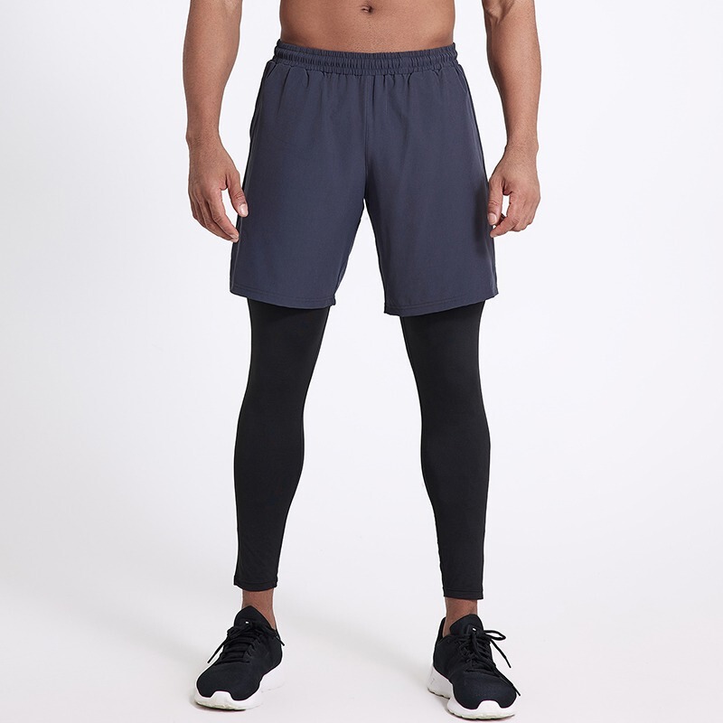 Manufacturer Wholesale Price Double-Layer Basketball Shorts Spring/Summer Two-In-One Sports Men's Elastic Tight-Fitting Running Fitness Training Pants