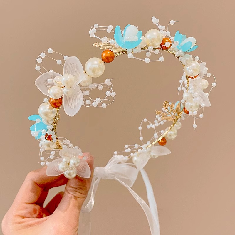 Super Hada Mori chica princesa diadema 2024 nuevos niños Garland tocado cinta flor pelo paquete Hada tocado flor