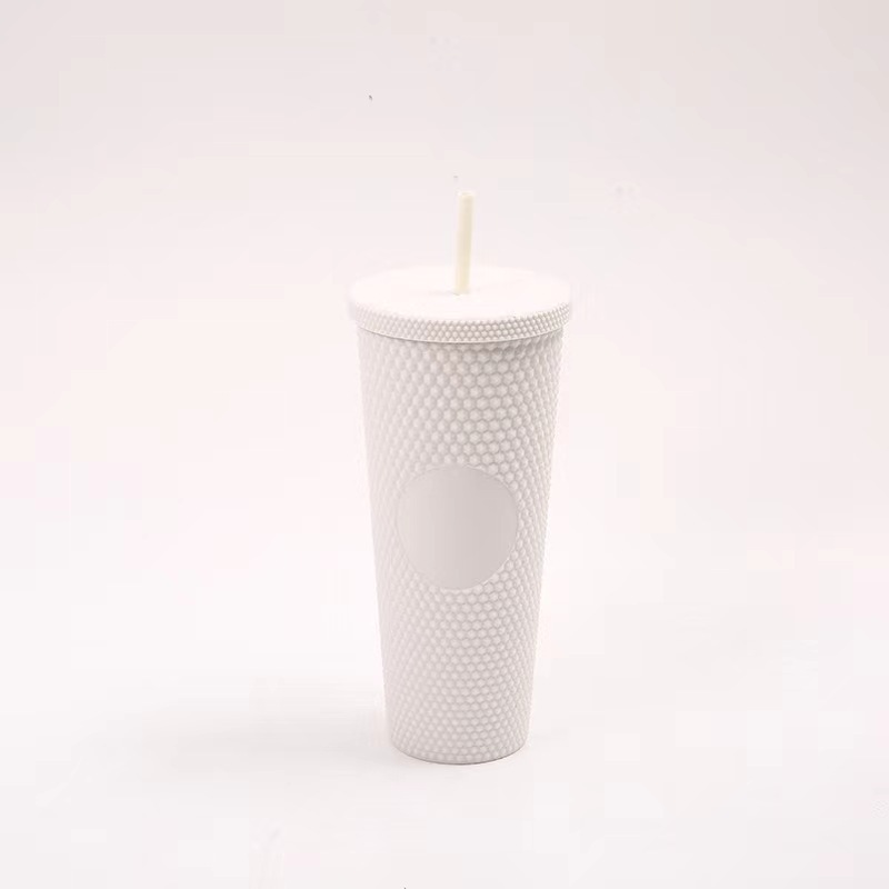 Taza de Plástico de Doble Capa 710ml, con Sorbete, Diseño Diamante/Durian, Transfronteriza