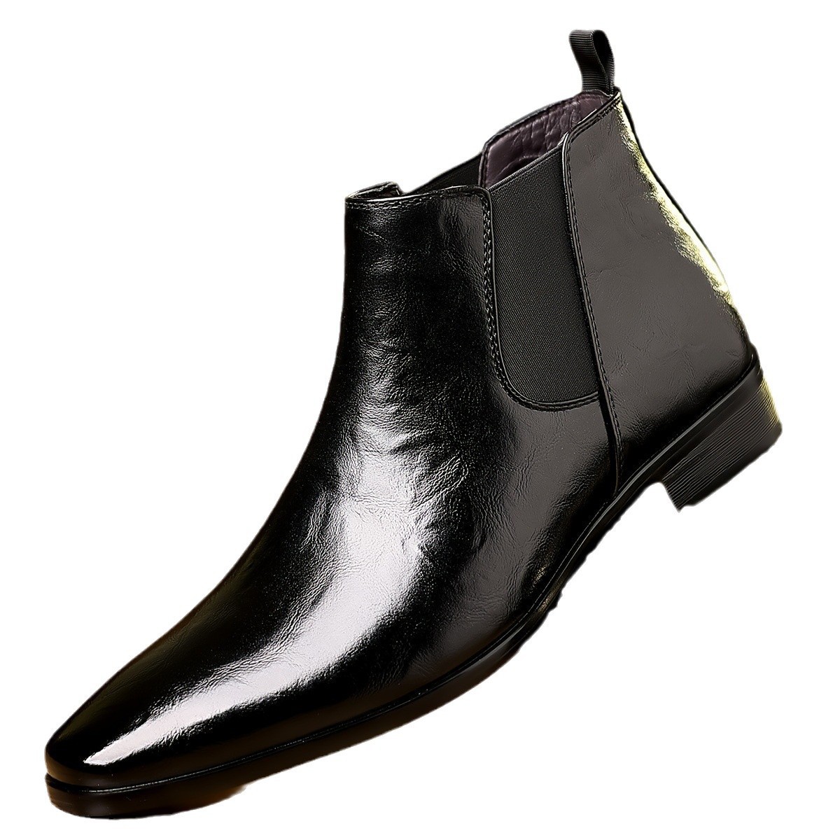 Leather Breathable Lychee Pattern High-top Shoes