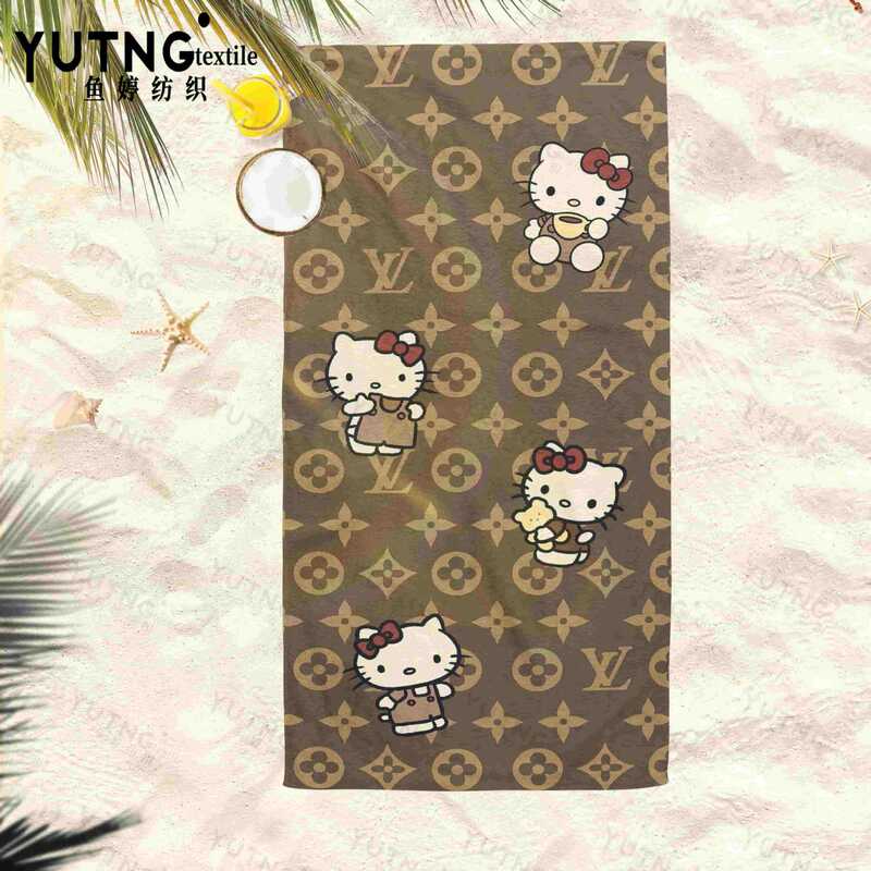 Hello Kitty Printed Beach Towel, Quick-Drying, Water-Absorbent, Microfiber Bath Towel, Suitable for Seaside Vacations, Unisex