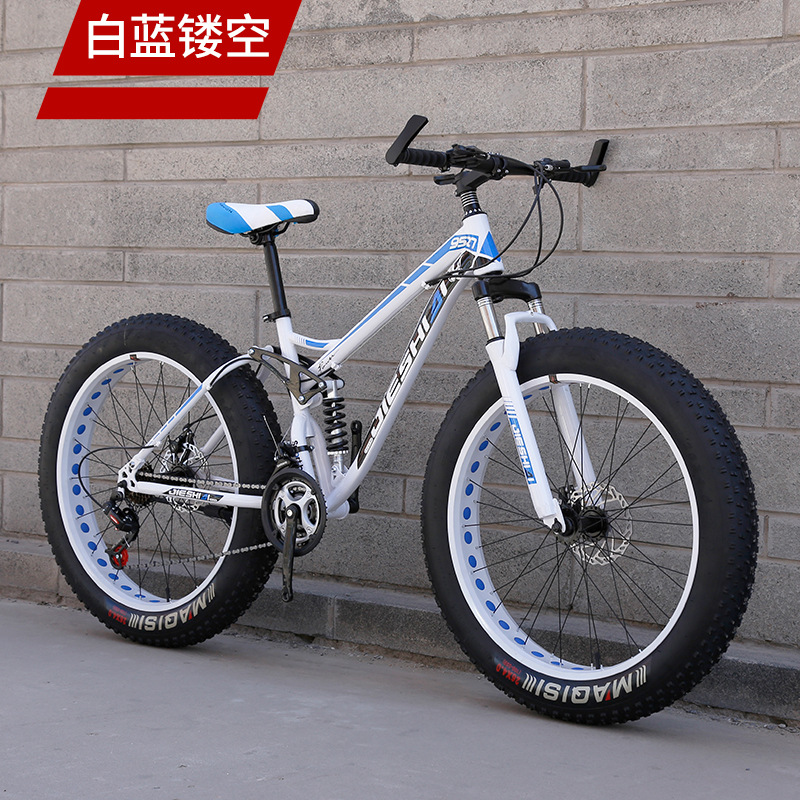 Bicicleta de montaña de doble absorción de impactos, moto de nieve de velocidad variable todoterreno, neumático grande 4.0, bicicleta, hombres y mujeres, playa, estudiantes ligeros