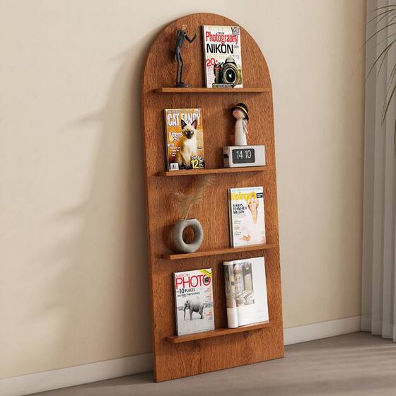 Trendy Minimalist Creative Living Room Floor-Standing Newspaper Rack Retro Decorative Storage Bookshelf Wall-Mounted Organizer