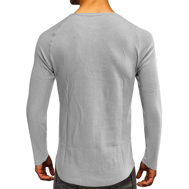 Men's T-shirt Long Sleeve Loose Fit Plain Basic Autumn Winter_voghion.com