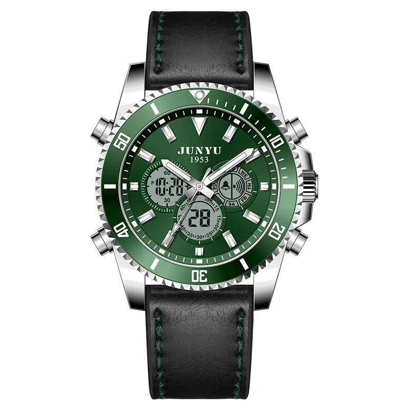 JUNYU骏钰新款绿水怪鬼学生手表双显防水夜光闹铃男士电子表外贸