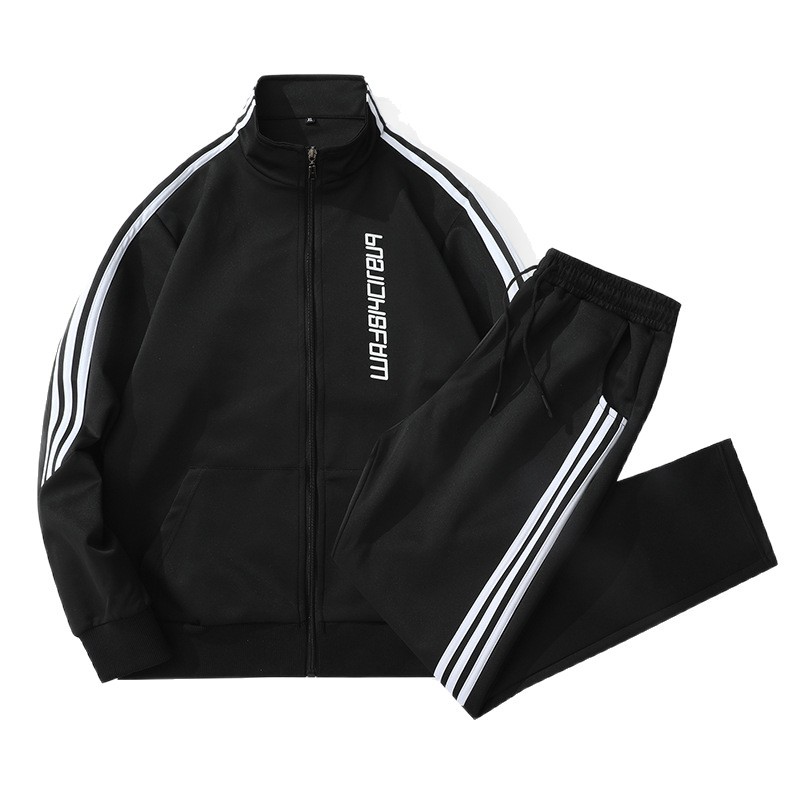 Otoño de tres barras de cuello de vestir ropa deportiva para hombres running fitness juvenil con traje blanco comercio exterior