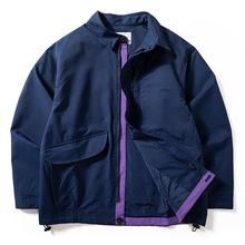 男士外套春秋新品防风防水日系工装男装上衣宽松休闲大码翻领夹克