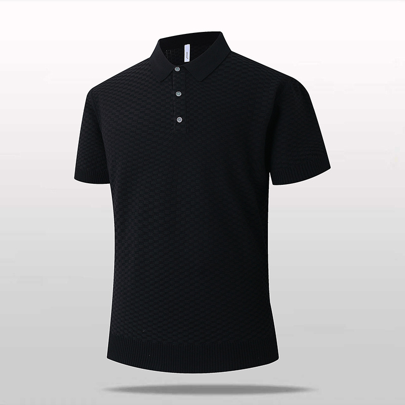 Polo camiseta de punto camiseta de manga corta hombre waffle vieja camiseta de hielo delgada de verano fábrica transfronteriza al por mayor