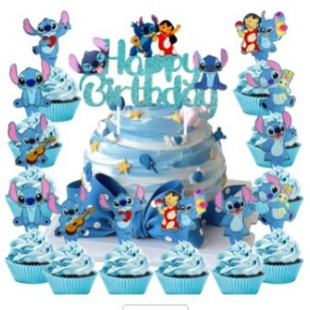 Cross-border e-commerce hot blue Stitch combination card birthday party star baby Stitch flag INS