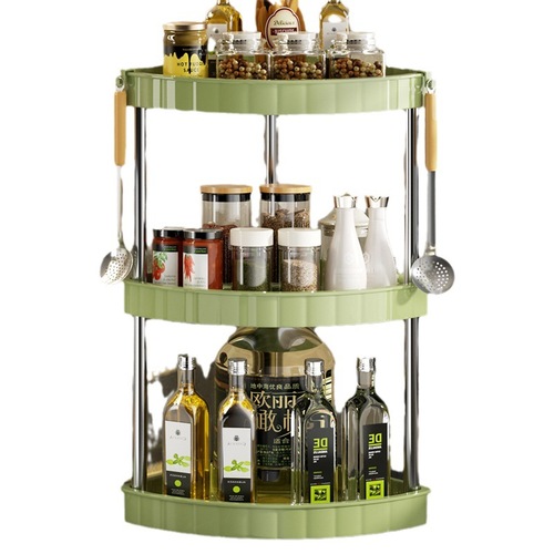Kitchen corner shelf corner storage rack multi-layer floor corner stand no drilling triangular rack spice rack seasoning accessories
