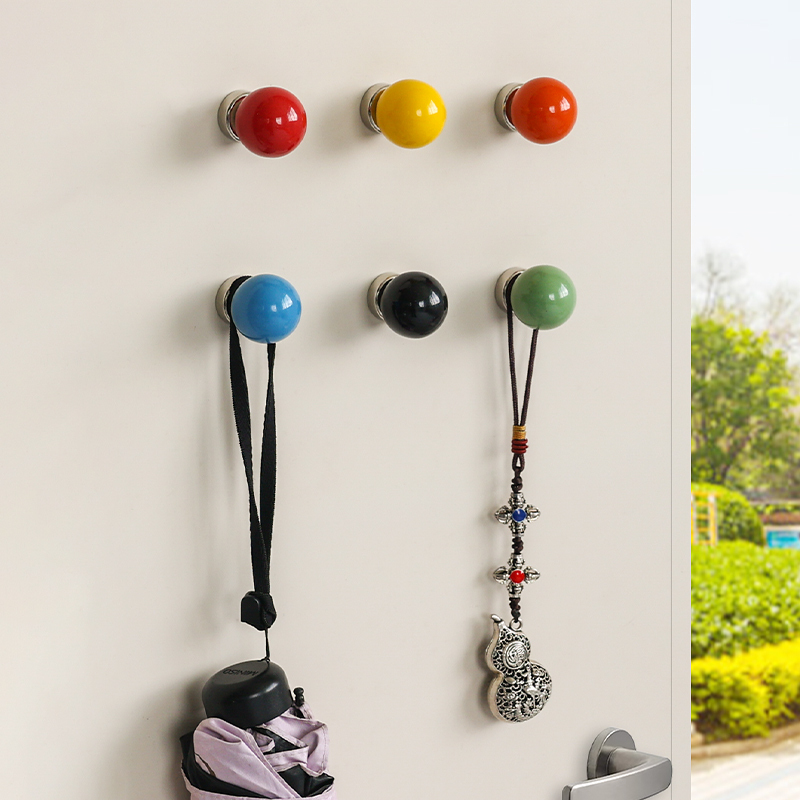 Colorful Ceramic Strong Magnetic Hooks for Anti-Theft Entryway Door Decoration, Refrigerator Magnetic Stickers, No-Drill Dopamine Home Decor Colorful Ceramic Strong Magnetic Hooks for Anti-Theft Entryway Door Decoration, Refrigerator Magnetic Stickers, No-Drill Dopamine Home Decor