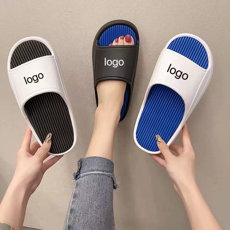 Тапочки для ванной с возможностью нанесения логотипа, домашние нескользящие тапочки для пар из ЭВА с мягкой подошвой, удобные тапочки без застежек на плоской подошве.