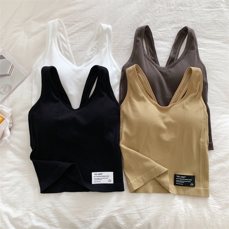 Pure desire style beautiful back women's outer wear camisole women's niche inner wear with chest pad slimming sports comfortable bottoming top