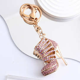 跨境镂空水钻高跟鞋钥匙扣INS韩式女包挂件创意热卖汽车挂饰礼品