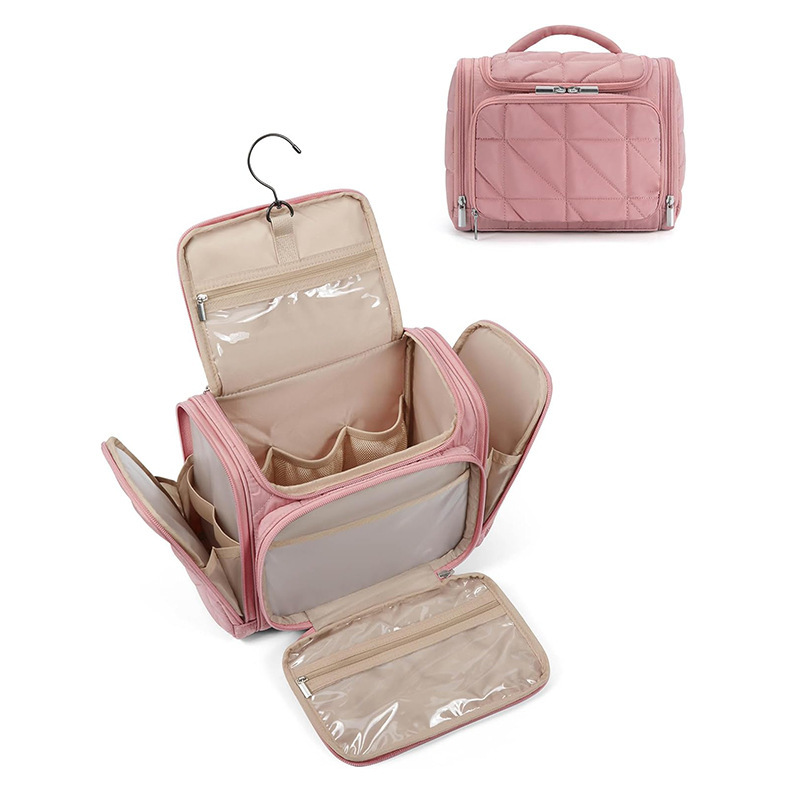 Amazon nueva bolsa de maquillaje bolsa de viaje con gancho impermeable bolsa de maquillaje ligera y esponjosa bolsa de viaje portátil