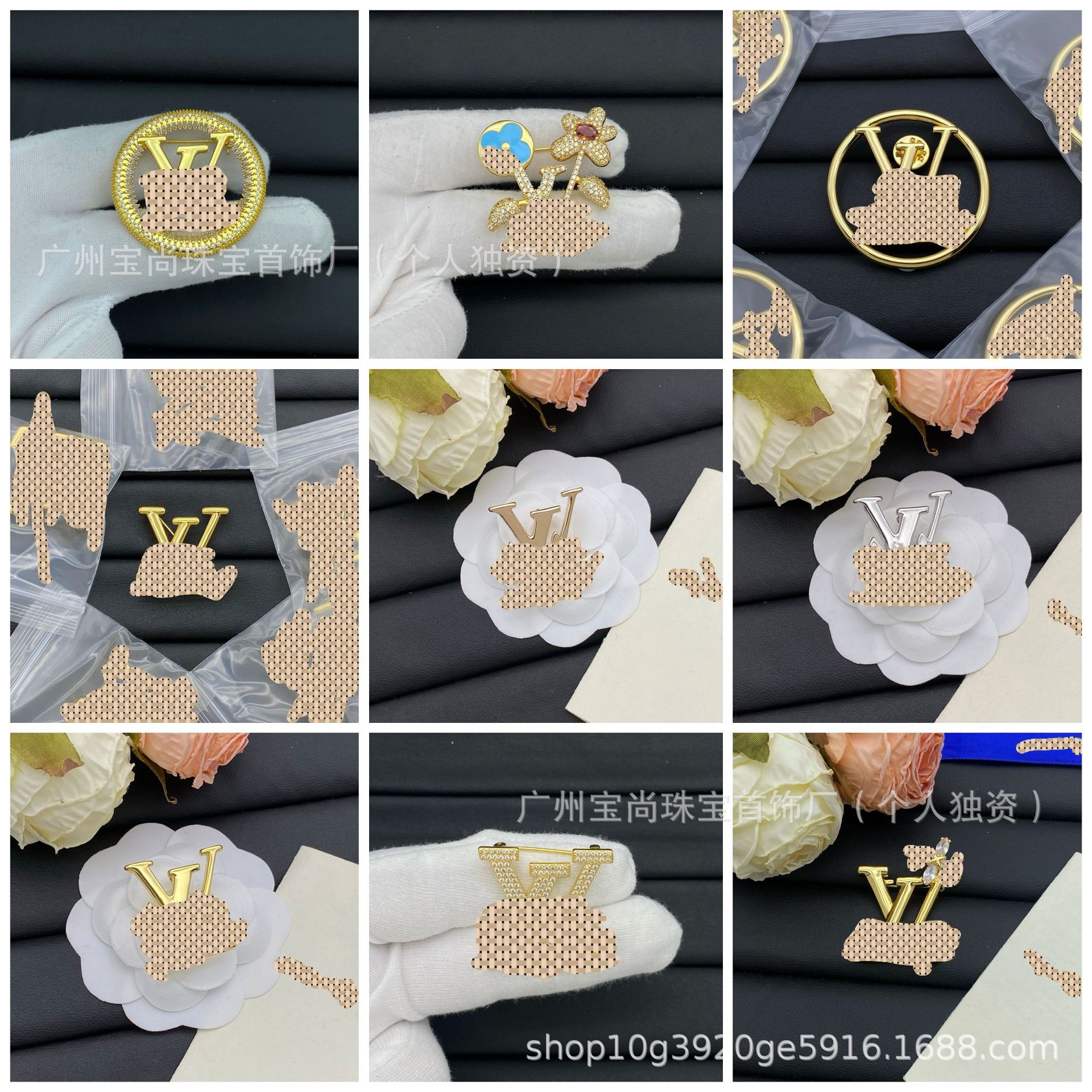 Donkey V Letter Brooch European and American Cross-Border Women's Light Luxury Niche Style High-End Personality Versatile Design Brooch