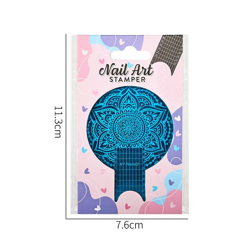 Nuevo producto transfronterizo plantilla de impresión de uñas película azul bricolaje redondo multifuncional impresión de uñas esmalte de uñas placa de acero pintada