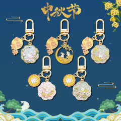 中秋节玉兔金属钥匙扣挂件可爱卡通学生包包装饰挂饰文创小礼品