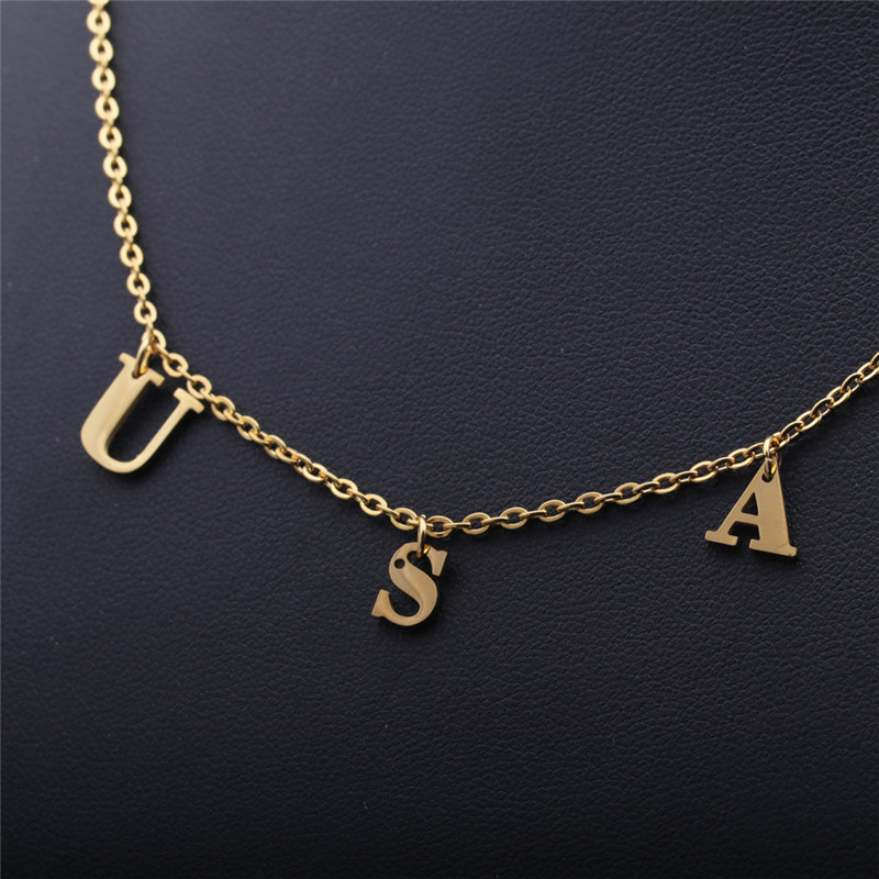 Titanium Steel Letter Usa Necklace display picture 2