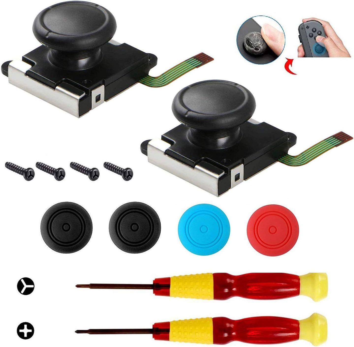 Nintendo interruptor multi-pieza destornillador mango herramienta de reparación 3D Rocker alegría-con accesorios de reparación de acogida