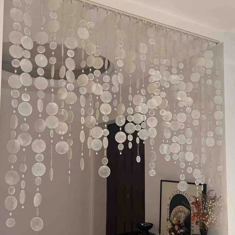 Shell DIY French Fantasy Pearl Bead Curtain Romantic Wedding Stage Props Partition Decoration Beaded Curtain Door Curtain
