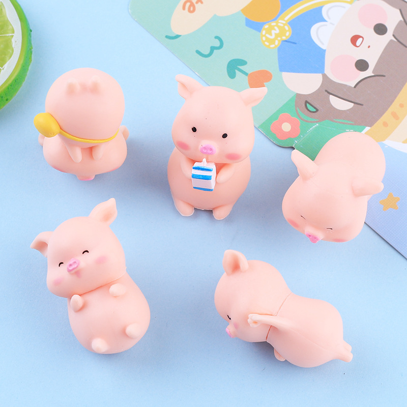 Muñeco de cerdo de leche tridimensional, dibujos animados, hecho a mano, accesorios de joyería DIY, pegamento de crema, resina, materiales para pequeños accesorios, venta al por mayor