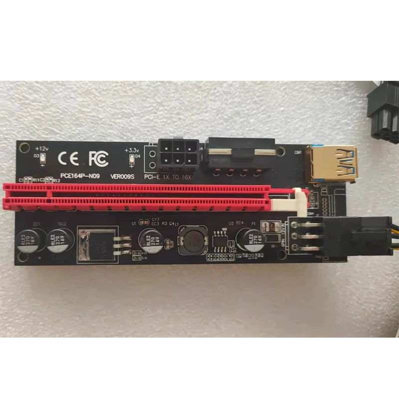Кабель-удлинитель для видеокарты PCIEVER009SPLUS, адаптер PCI-E 1x→16x с 8 конденсаторами и питанием