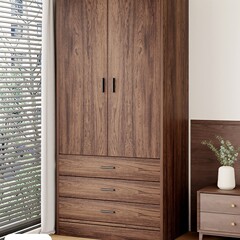 一人用ワードローブ家庭用寝室無垢材両開きドア大容量賃貸住宅シンプルな木製小型収納キャビネットダブル