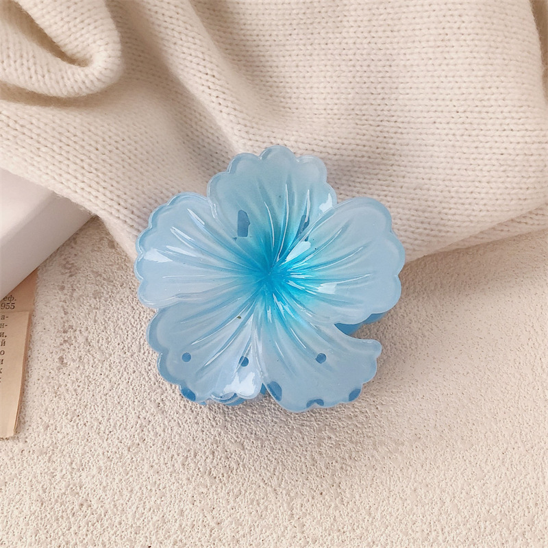 Haibin Holiday Flower Horquilla Island Holiday Estilo de vacaciones Color hibisco Pinza de agarre de flor de hibisco en la parte posterior de la cabeza Pinza de tiburón horquilla